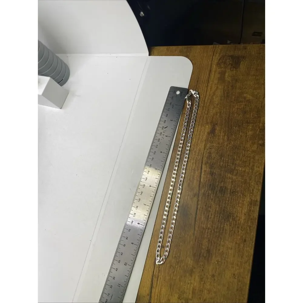 Mens Silver Tone Cuban Link Style Chain Necklace